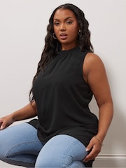 Yours Curve Black London High Low Layered Blouse - Image 4 of 6