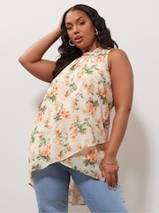 Yours Curve Cream London High Low Layered Blouse - Image 1 of 6