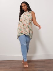 Yours Curve Cream London High Low Layered Blouse - Image 2 of 6