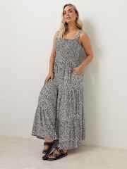 Yours Curve Black/chrome Shirred Strappy Maxi Dress - Image 4 of 5