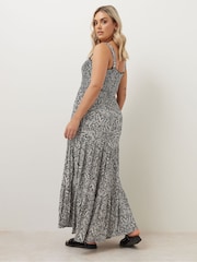 Yours Curve Black/chrome Shirred Strappy Maxi Dress - Image 5 of 5