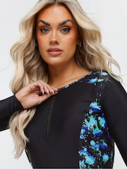 Yours Curve Black Printed Rash Vest - Image 4 of 7