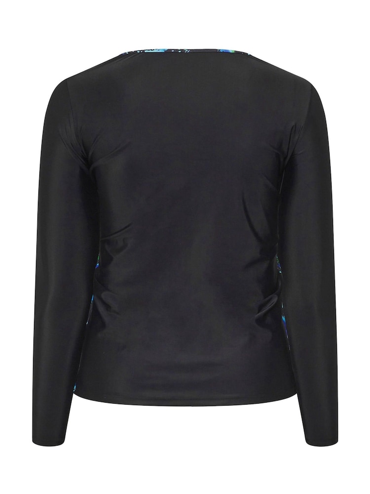 Yours Curve Black Printed Rash Vest - Image 7 of 7