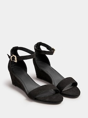 Yours Curve Black Extra-Wide Fit Two Part Low Wedges - Image 2 of 5