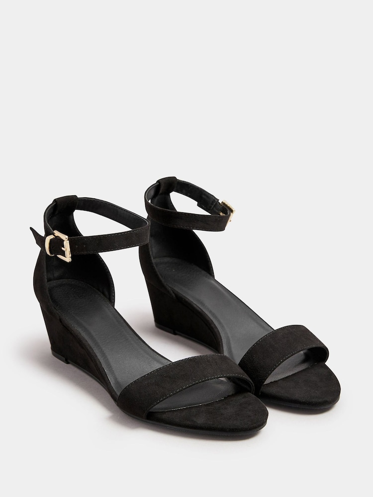 Yours Curve Black Extra-Wide Fit Two Part Low Wedges - Image 2 of 5
