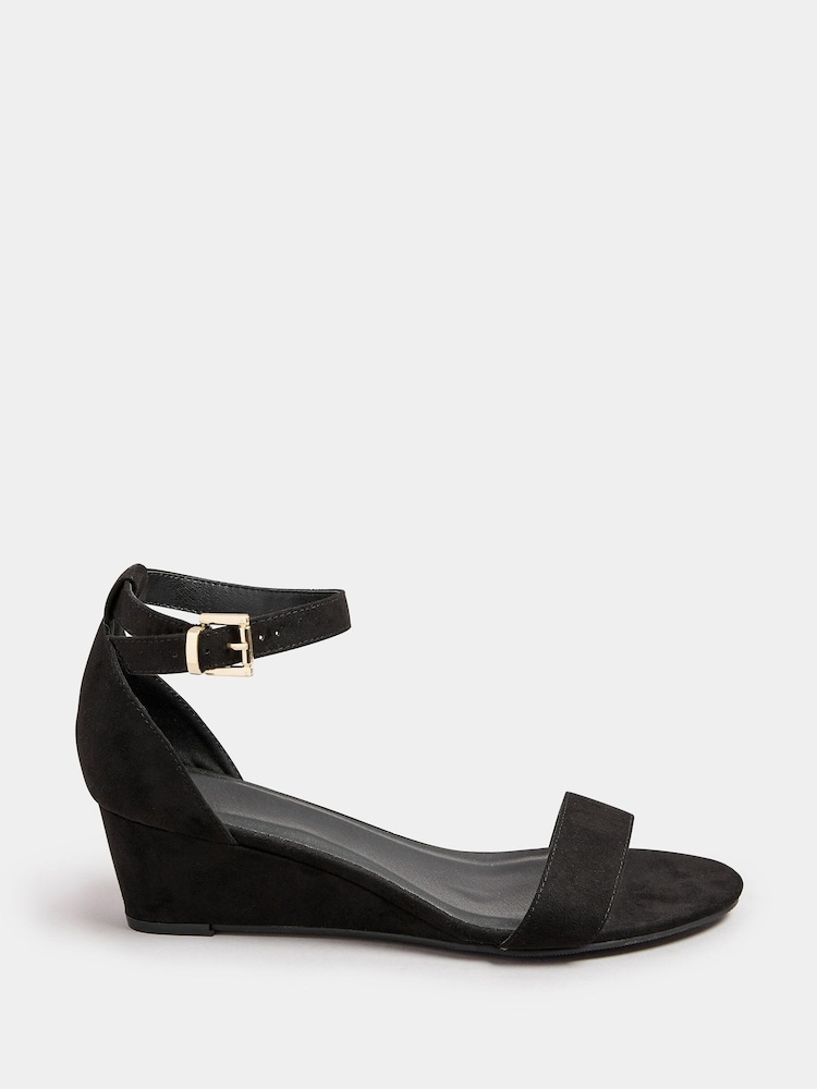 Yours Curve Black Extra-Wide Fit Two Part Low Wedges - Image 3 of 5