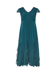 Yours Curve Green London Ruffle Godet Hem Dress - Image 6 of 6