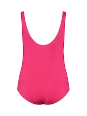 Yours Curve Pink Buckle Detail Texture Swimsuit - Image 7 of 7