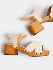 Yours Curve Natural Wide Fit Wooden Clog Sandals - Image 4 of 5