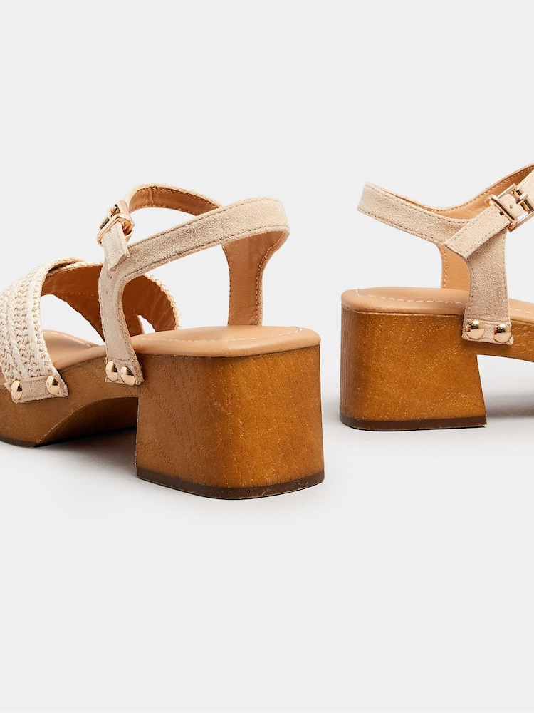 Yours Curve Natural Wide Fit Wooden Clog Sandals - Image 5 of 5