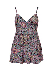 Yours Curve Black Wrapover Skirt Swimdress - Image 6 of 7