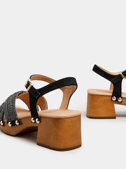 Yours Curve Black Wide Fit Wooden Clog Sandals - Image 4 of 5