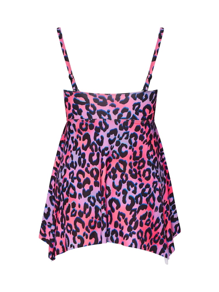 Yours Curve Pink Animal Print Ring Bandeau Tankini - Image 7 of 7
