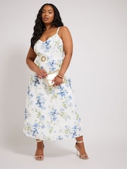 Yours Curve London V-Neck Floral Belted Dress - Image 2 of 5
