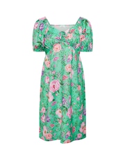 Grün - Yours Curve London Geblümtes Kleid mit Puffärmeln - Bild 5 von 5