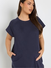 Yours Curve Blue Maternity 100% Cotton Midi Swing Dress - Image 4 of 4