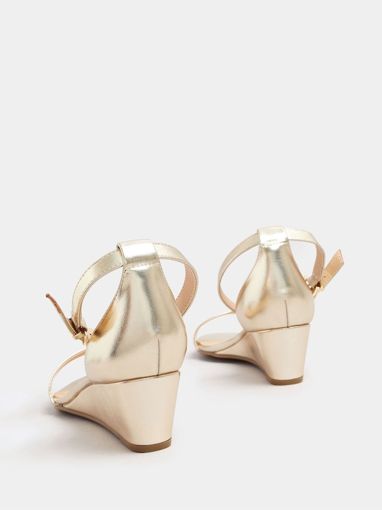Yours Curve Gold Extra-Wide Fit Two Part Low Wedges - Image 5 of 5