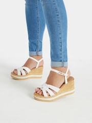 Yours Curve White Extra Wide Fit High Wedge Sandals - Image 1 of 5