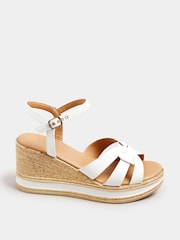 Yours Curve White Extra Wide Fit High Wedge Sandals - Image 2 of 5