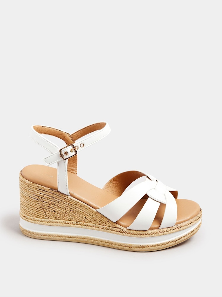 Yours Curve White Extra Wide Fit High Wedge Sandals - Image 2 of 5
