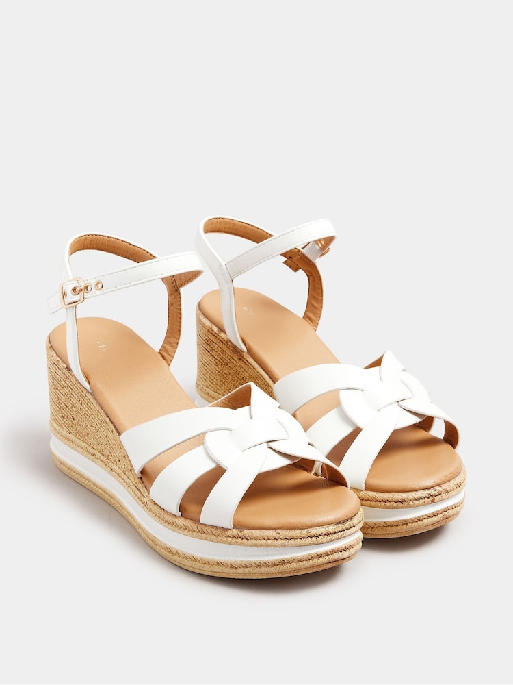 Yours Curve White Extra Wide Fit High Wedge Sandals - Image 3 of 5