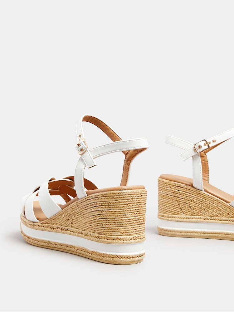 Yours Curve White Extra Wide Fit High Wedge Sandals - Image 4 of 5