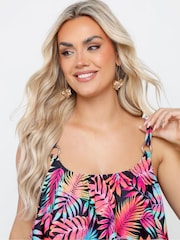 Yours Curve Black Tropical Frill Bikini Top - Image 4 of 7