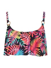 Yours Curve Black Tropical Frill Bikini Top - Image 6 of 7