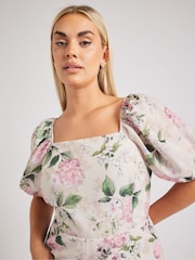 Кремовый - Платье с квадратным вырезом и цветочным принтом Yours Curve London - Image 4 of 5