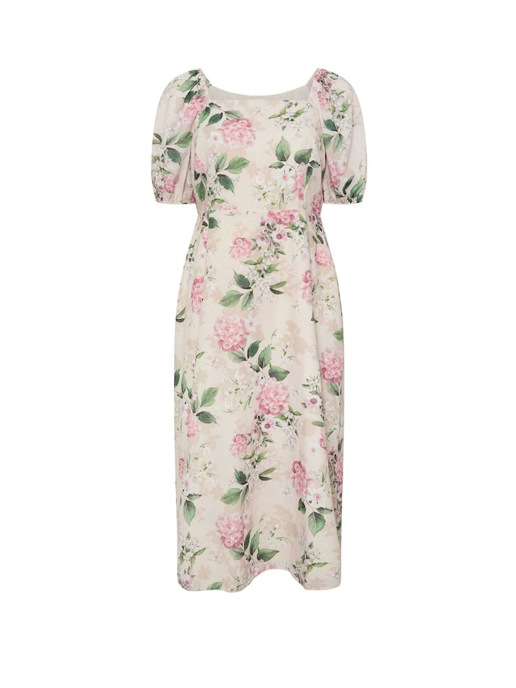 Creme - Yours Curve London Floral Square Neck Look Dress - Bild 5 von 5 Creme - Yours Curve London Floral Square Neck Look Dress - Bild 5 von 5