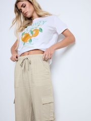 PixieGirl Petite Natural Cuffed Cargo Trousers - Image 5 of 6