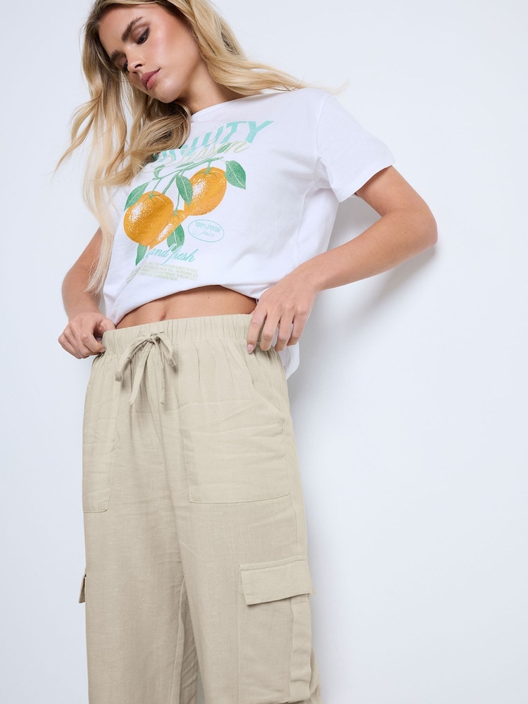 PixieGirl Petite Natural Cuffed Cargo Trousers - Image 5 of 6