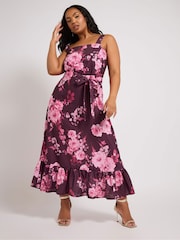 Yours Curve Purple London Flower Look Dress - Image 1 of 5