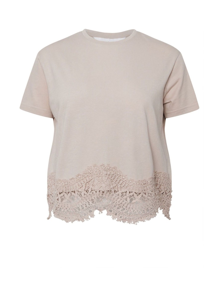 Natural - PixieGirl Petite Crochet Hem 100% Cotton T-Shirt - Image 5 of 5