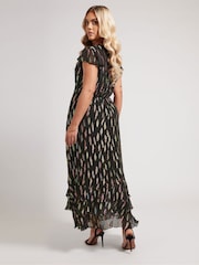 Yours Curve Black London Metallic Ruffle Dress - Image 3 of 6