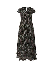 Yours Curve Black London Metallic Ruffle Dress - Image 6 of 6