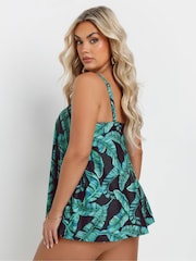 Yours Curve Green Feather Leaf Pleat Tankini - Image 4 of 7