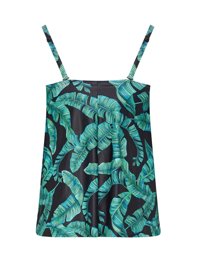 Yours Curve Green Feather Leaf Pleat Tankini - Image 7 of 7