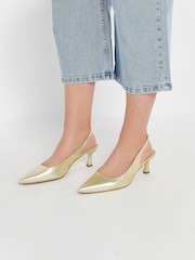 Yours Curve Gold Extra-Wide Fit Slingback Pumps - Image 1 of 5
