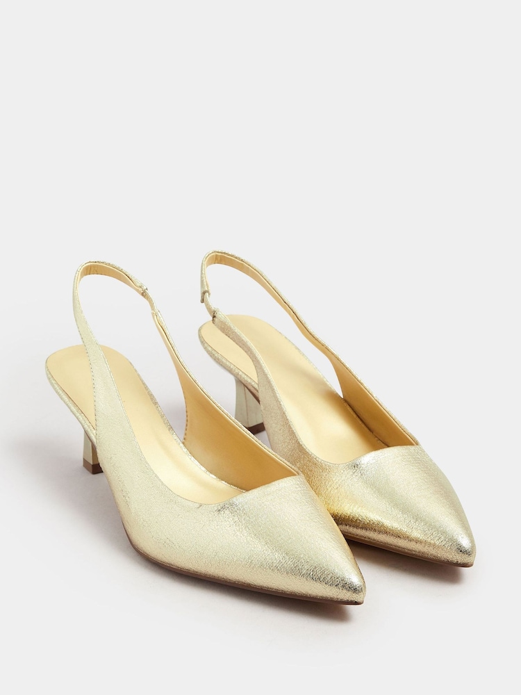 Yours Curve Gold Extra-Wide Fit Slingback Pumps - Image 2 of 5