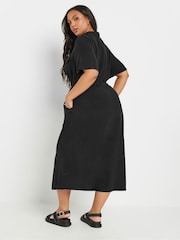 Yours Curve Black Short Sleeve Chambray Cord Shirt Dress - Image 3 of 5
