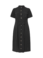 Yours Curve Black Short Sleeve Chambray Cord Shirt Dress - Image 5 of 5