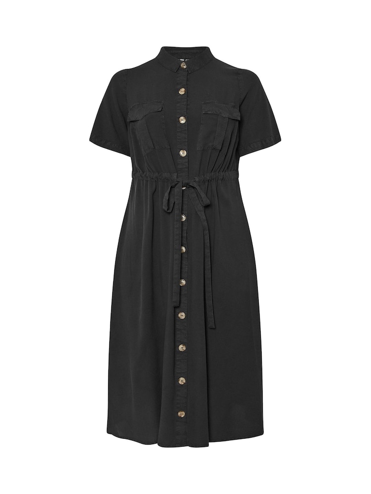 Yours Curve Black Short Sleeve Chambray Cord Shirt Dress - Image 5 of 5