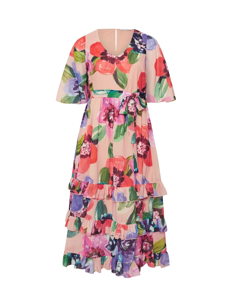 Yours Curve London Floral Tiered V-Neck Maxi Dress - Imagen 6 de 6 Yours Curve London Floral Tiered V-Neck Maxi Dress - Imagen 6 de 6