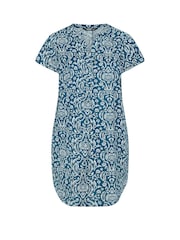 Yours Curve Blue Pleat Front Detail Tunic Dress - Image 9 of 9