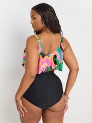 Yours Curve Pink Floral Frill Bikini Top - Image 4 of 7