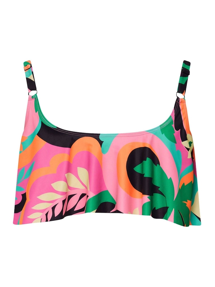 Yours Curve Pink Floral Frill Bikini Top - Image 7 of 7