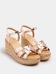 Yours Curve Gold Extra Wide Fit High Wedge Sandals - Image 2 of 5