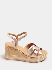 Yours Curve Gold Extra Wide Fit High Wedge Sandals - Image 3 of 5