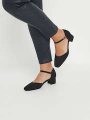 Yours Curve Black Extra-Wide Fit Two Part Mary-Jane Pumps - Image 1 of 5